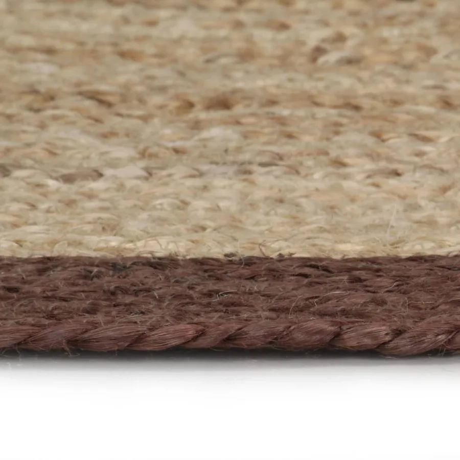 Tapis fait à la main Jute avec bord marron 90 cm - 3