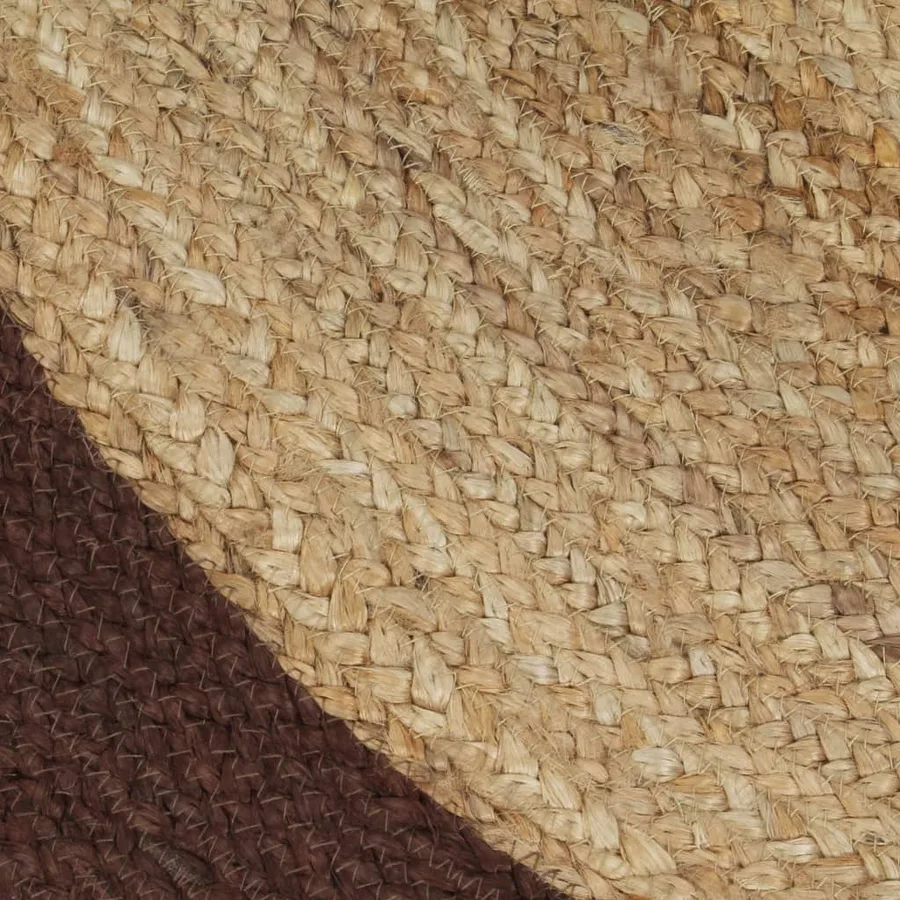 Tapis fait à la main Jute avec bord marron 90 cm - 4