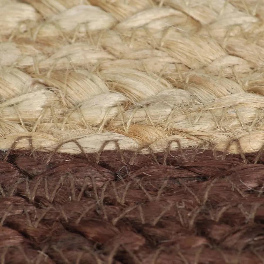 Tapis fait à la main Jute avec bord marron 90 cm - 5