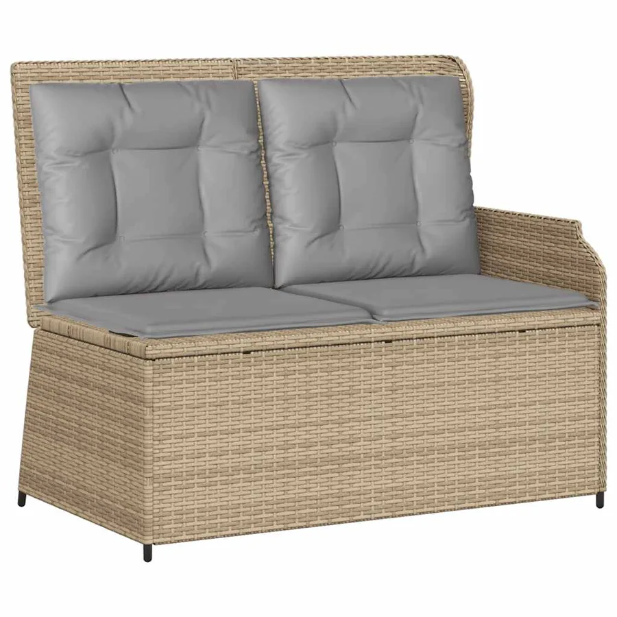 Salon de jardin avec coussins 3 pcs beige résine tressée - 4
