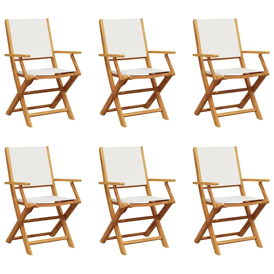 Chaises de jardin pliantes lot de 6 tissu et bois massif - 2