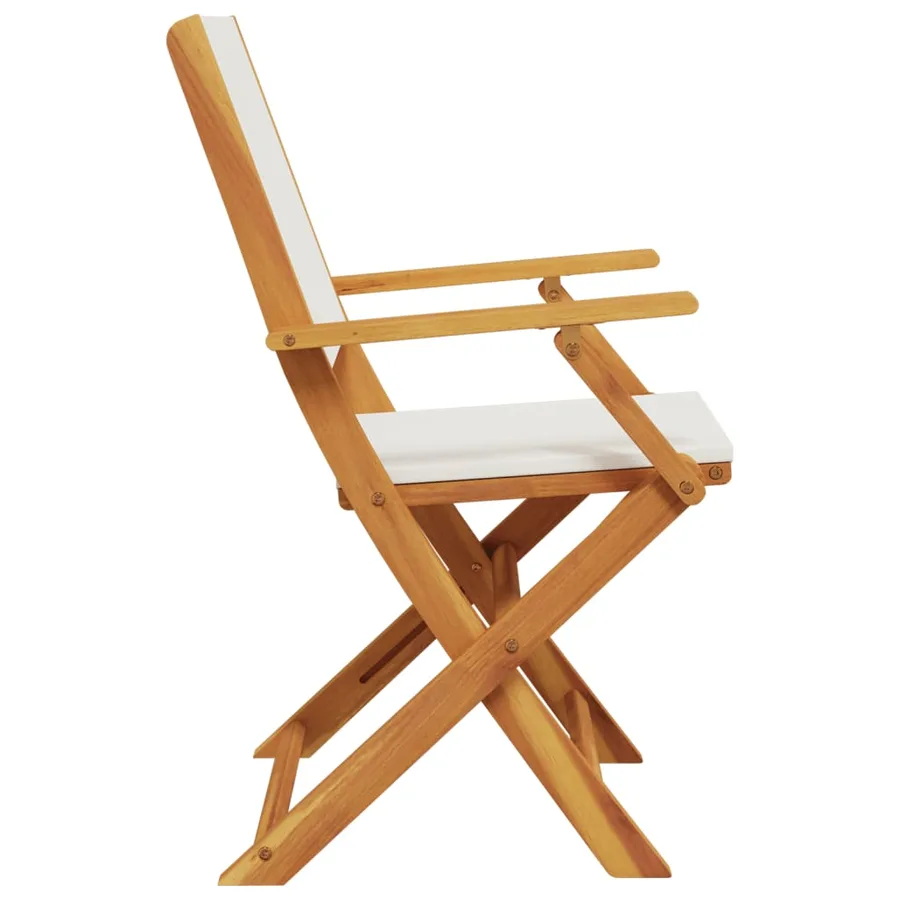Chaises de jardin pliantes lot de 6 tissu et bois massif - 5