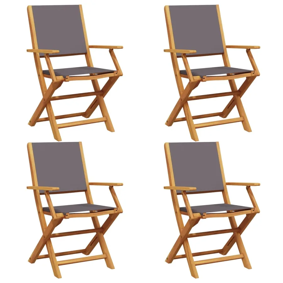 Chaises de jardin pliantes lot de 4 tissu et bois massif - 2