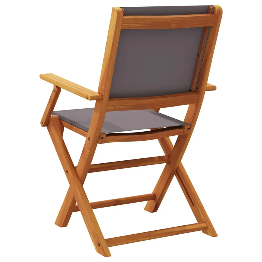 Chaises de jardin pliantes lot de 4 tissu et bois massif - 6