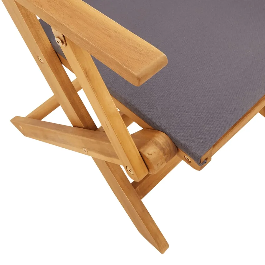 Chaises de jardin pliantes lot de 4 tissu et bois massif - 8