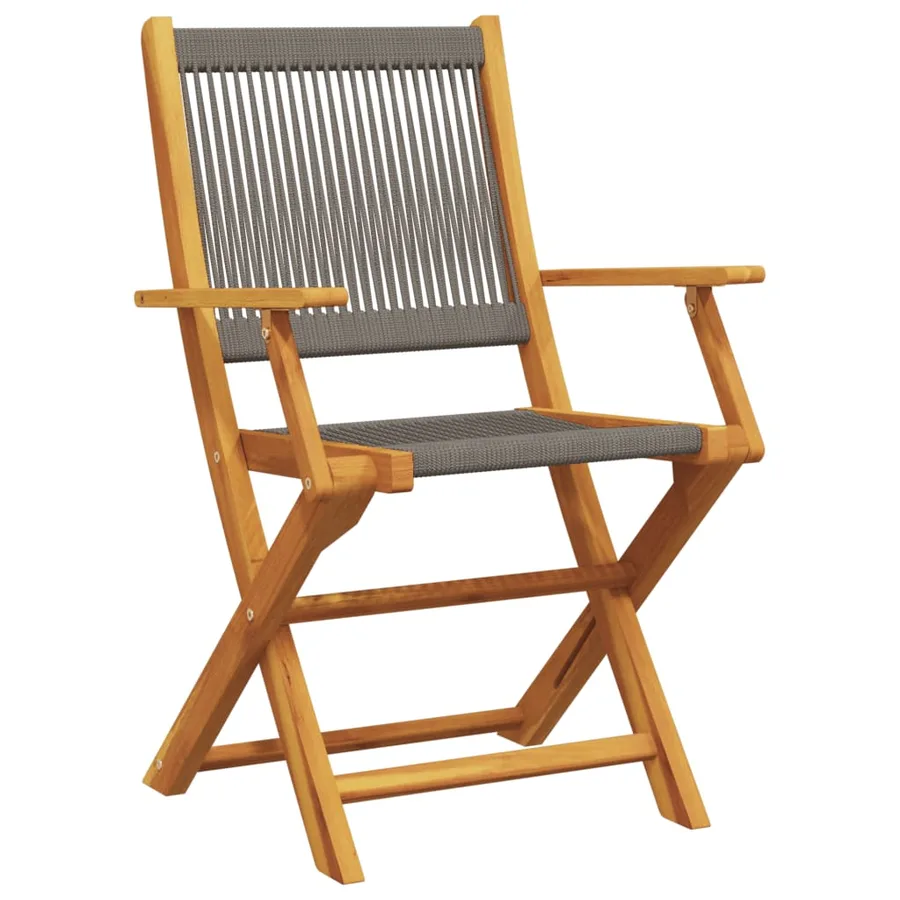 Chaises pliables de jardin 4 pcs gris bois d'acacia massif - 3