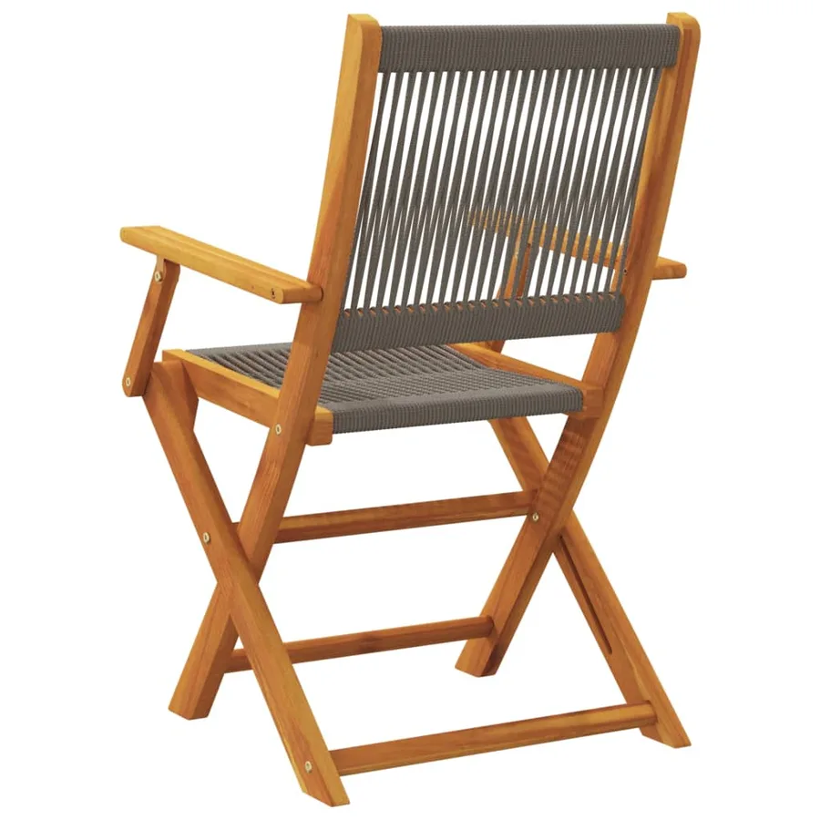 Chaises pliables de jardin 4 pcs gris bois d'acacia massif - 6