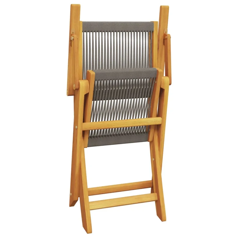 Chaises pliables de jardin 4 pcs gris bois d'acacia massif - 7