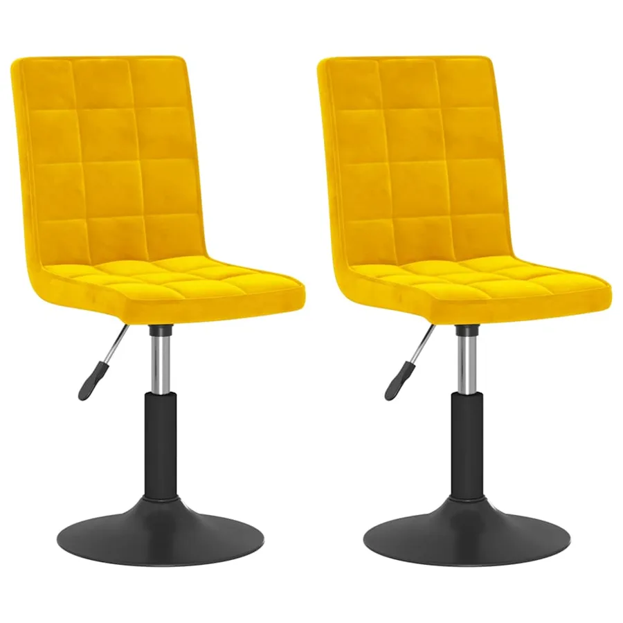 Chaises pivotantes à manger lot de 2 jaune moutarde velours - 2