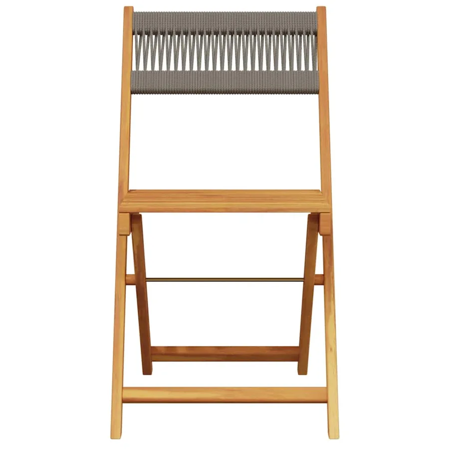 Ensemble de bistro 3 pcs gris polypropylène et bois massif - 4