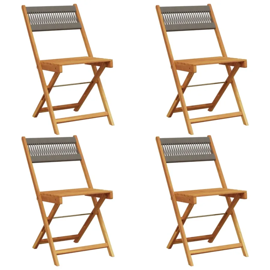 Chaises pliables de jardin 4 pcs gris bois d'acacia massif - 2