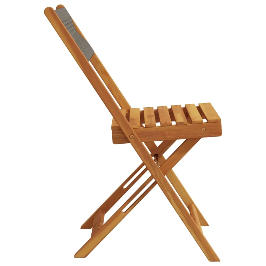 Chaises pliables de jardin 4 pcs gris bois d'acacia massif - 5