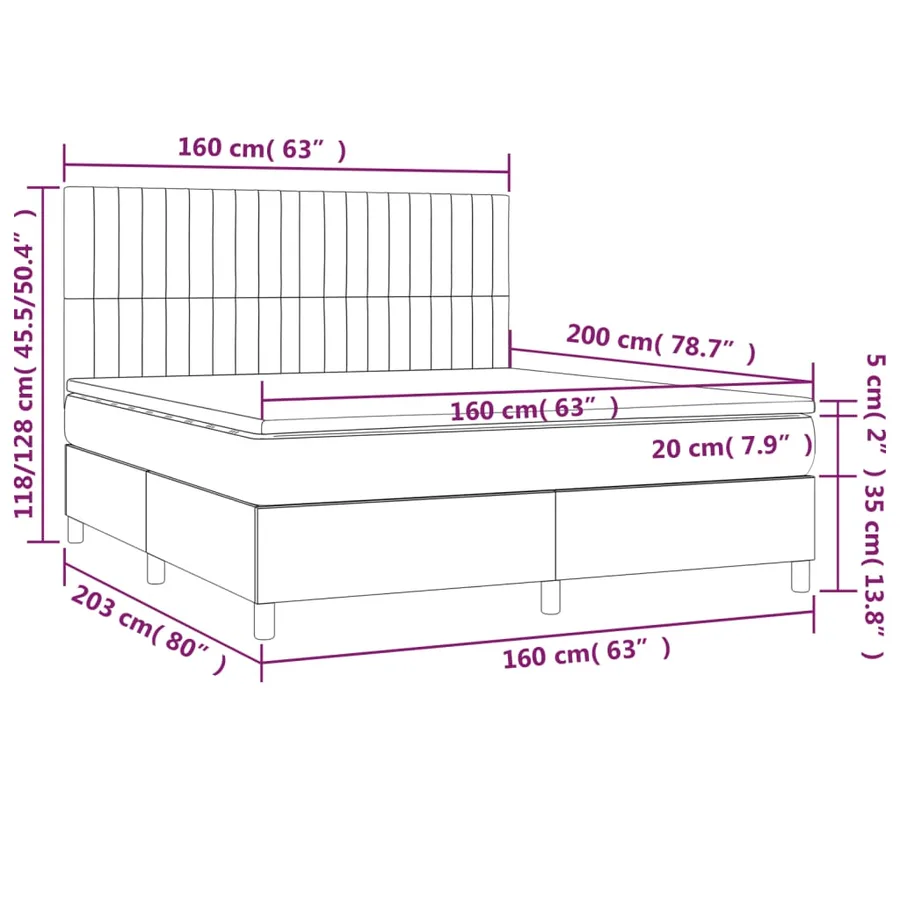 Sommier à lattes de lit avec matelas Marron foncé 160x200 cm - 6