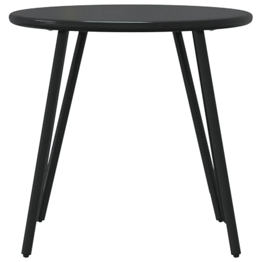 Tables basses de jardin 2pcs rondes noir acier enduit de poudre - 5