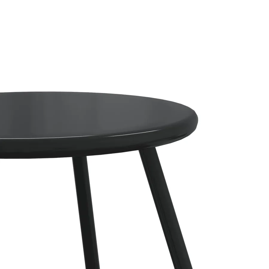 Tables basses de jardin 2pcs rondes noir acier enduit de poudre - 7