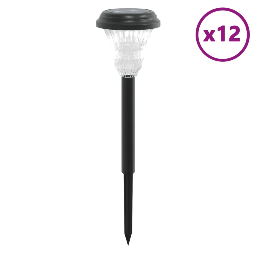 Lampes solaires d'allées et piquets de sol 12 pcs blanc - 2