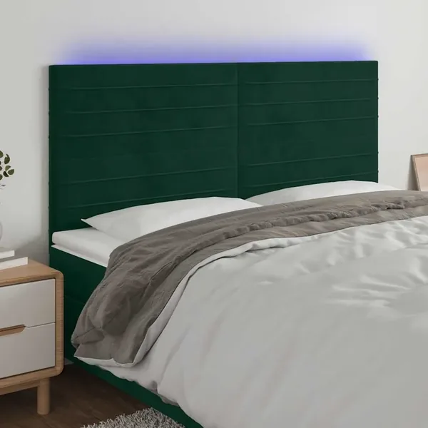 Tête de lit à LED Vert foncé 180x5x118/128 cm Velours