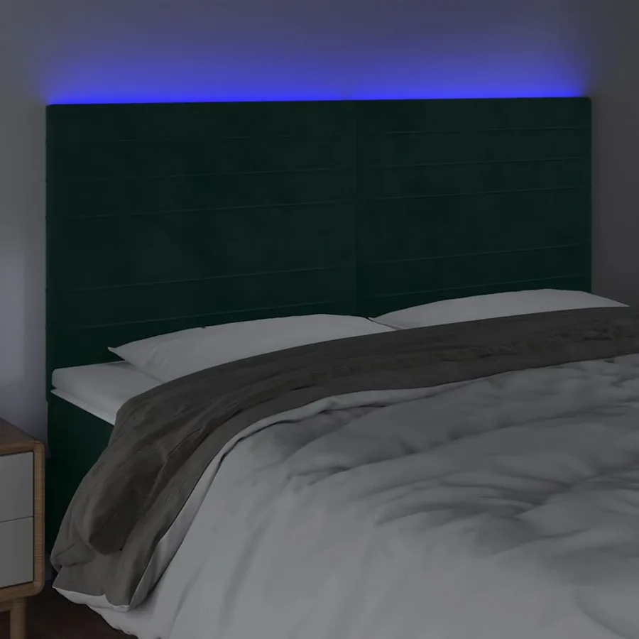 Tête de lit à LED Vert foncé 180x5x118/128 cm Velours - 3