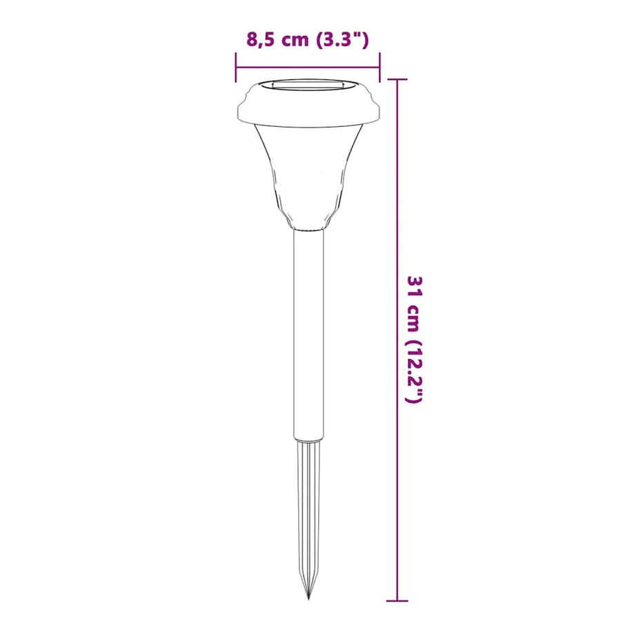 Lampes solaires d'allées et piquets de sol 12 pcs blanc - 10
