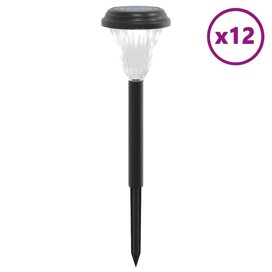 Lampes solaires d'allées et piquets de sol 12 pcs blanc - 2