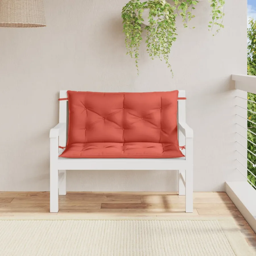 Coussins de banc de jardin lot de 2 rouge mélangé tissu - 3