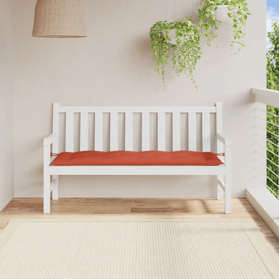 Coussin de banc de jardin rouge mélangé 150x50x7 cm tissu - 3