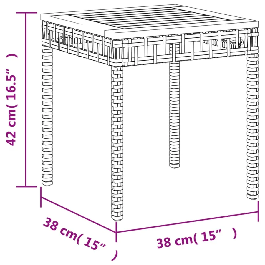 Table de jardin mélange beige 38x38x42 cm rotin et bois acacia - 10