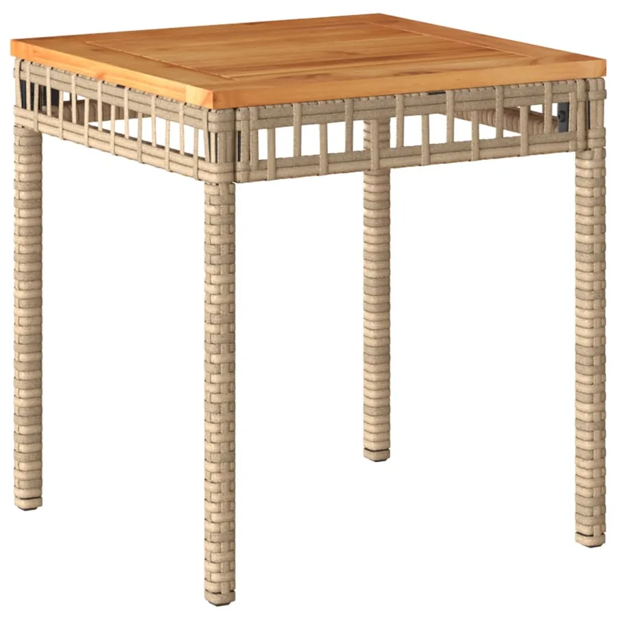 Table de jardin mélange beige 38x38x42 cm rotin et bois acacia - 2