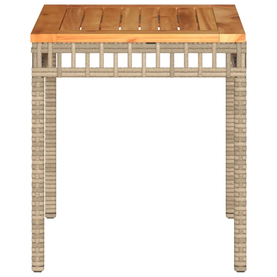 Table de jardin mélange beige 38x38x42 cm rotin et bois acacia - 4