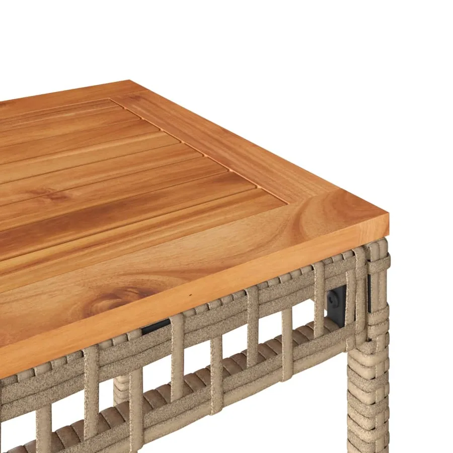 Table de jardin mélange beige 38x38x42 cm rotin et bois acacia - 7