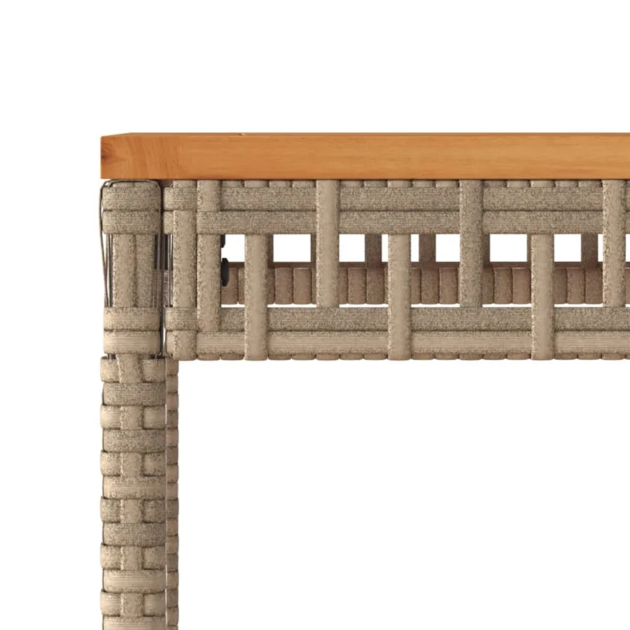 Table de jardin mélange beige 38x38x42 cm rotin et bois acacia - 8