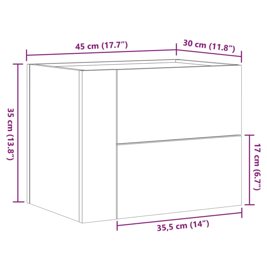 Tables de chevet murales 2 pcs sonoma gris 45x30x35 cm - 11