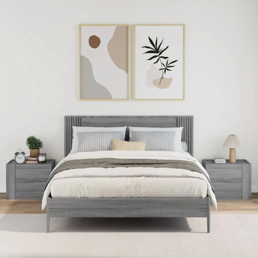Tables de chevet murales 2 pcs sonoma gris 45x30x35 cm - 3