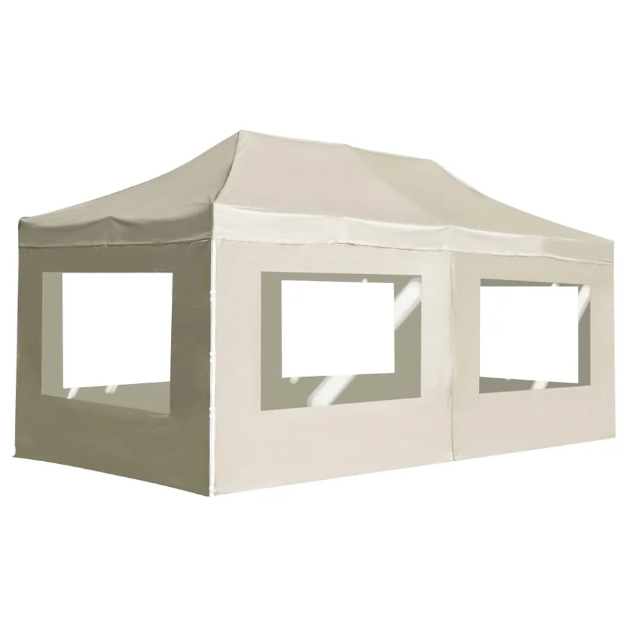 Tente de réception pliable avec parois Aluminium 6 x 3 m Crème