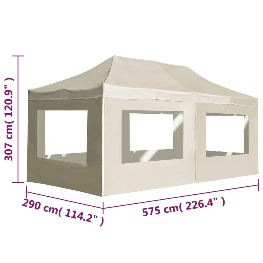 Tente de réception pliable avec parois Aluminium 6 x 3 m Crème - 11