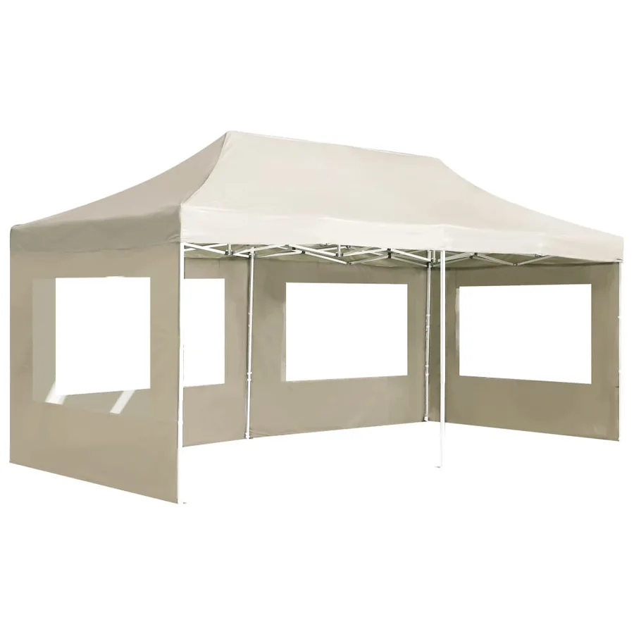Tente de réception pliable avec parois Aluminium 6 x 3 m Crème - 2