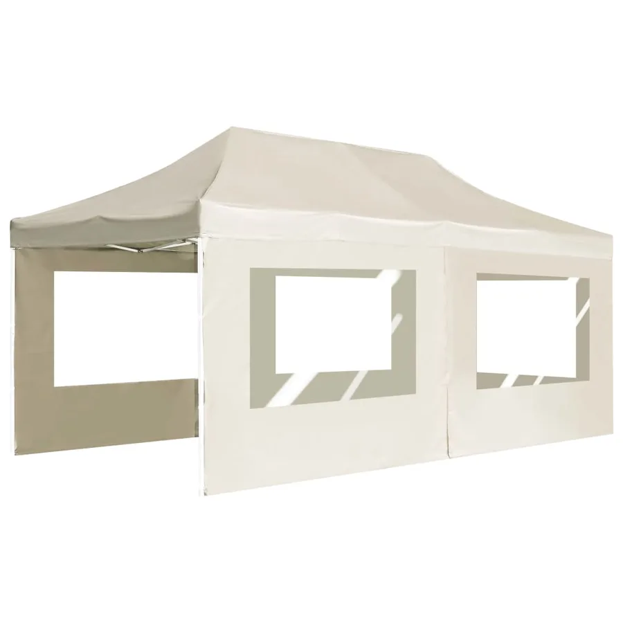 Tente de réception pliable avec parois Aluminium 6 x 3 m Crème - 3