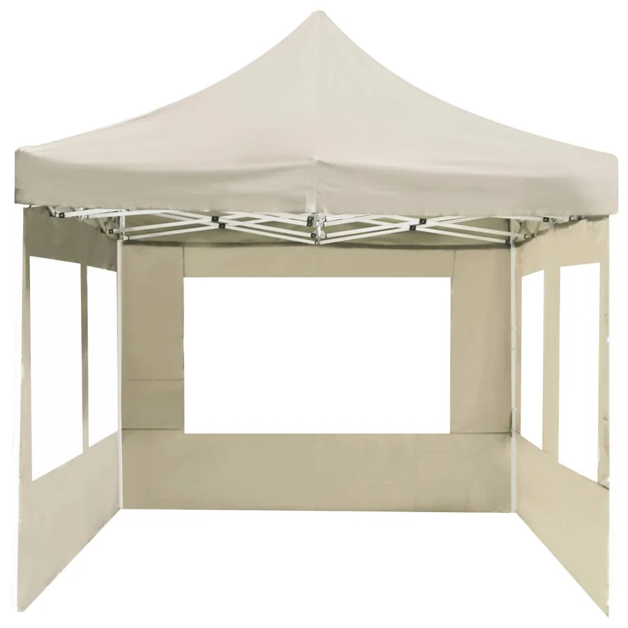 Tente de réception pliable avec parois Aluminium 6 x 3 m Crème - 7