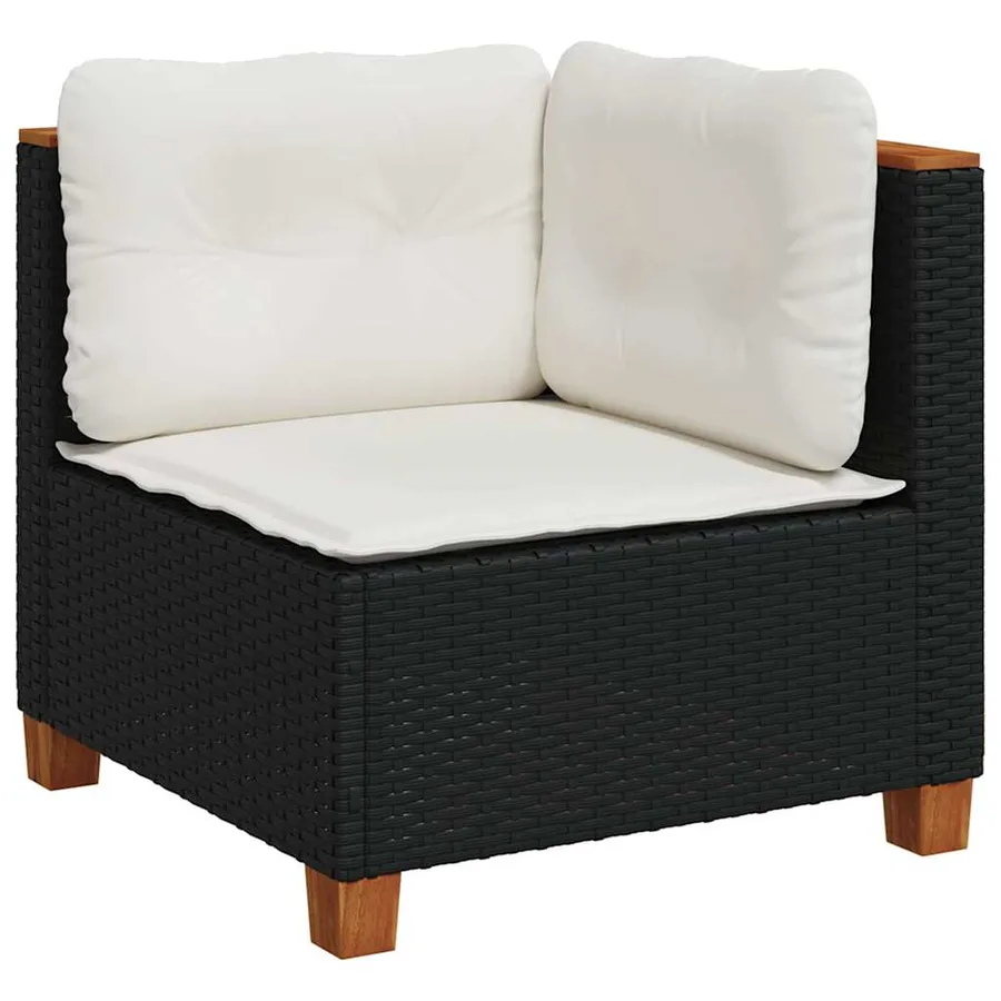 Salon de jardin 8 pcs avec coussins noir résine tressée - 3