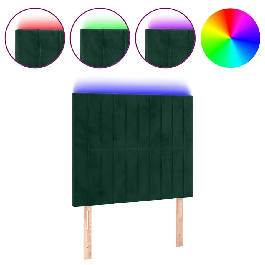 Tête de lit à LED Vert foncé 90x5x118/128 cm Velours - 2
