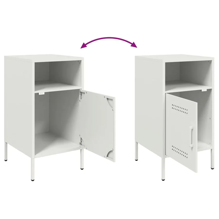 Table de chevet blanc 36x39x68 cm acier - 9