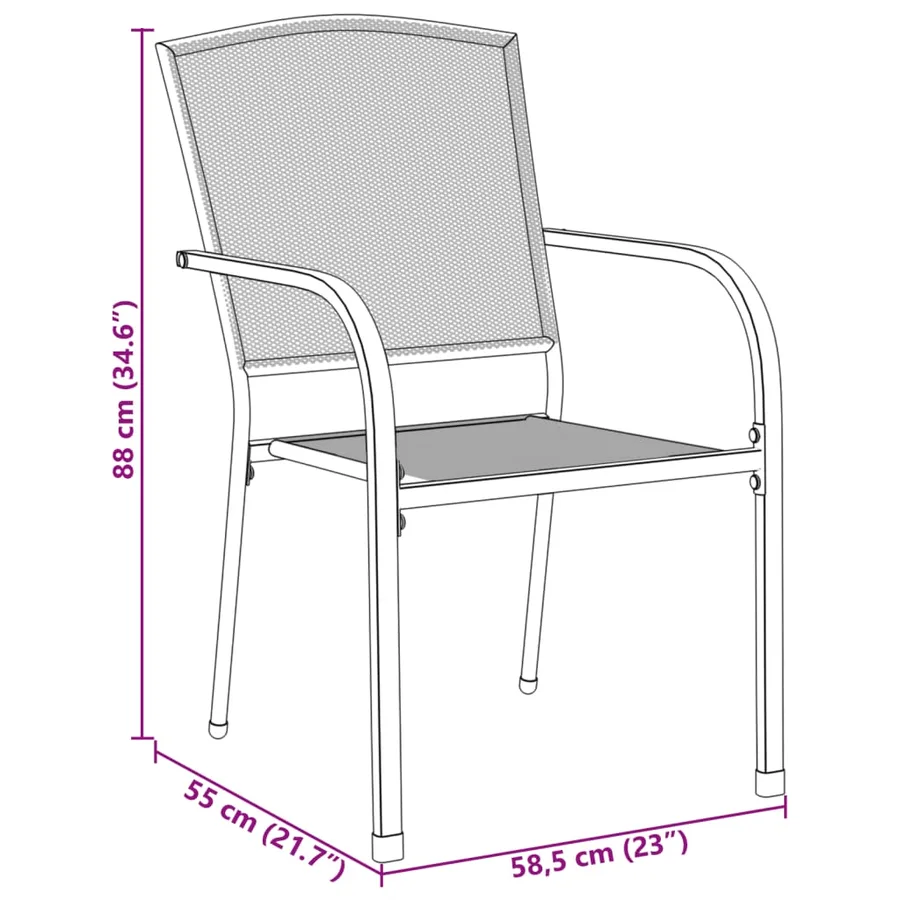 Ensemble de chaises de jardin empilables 5 pcs anthracite - 11
