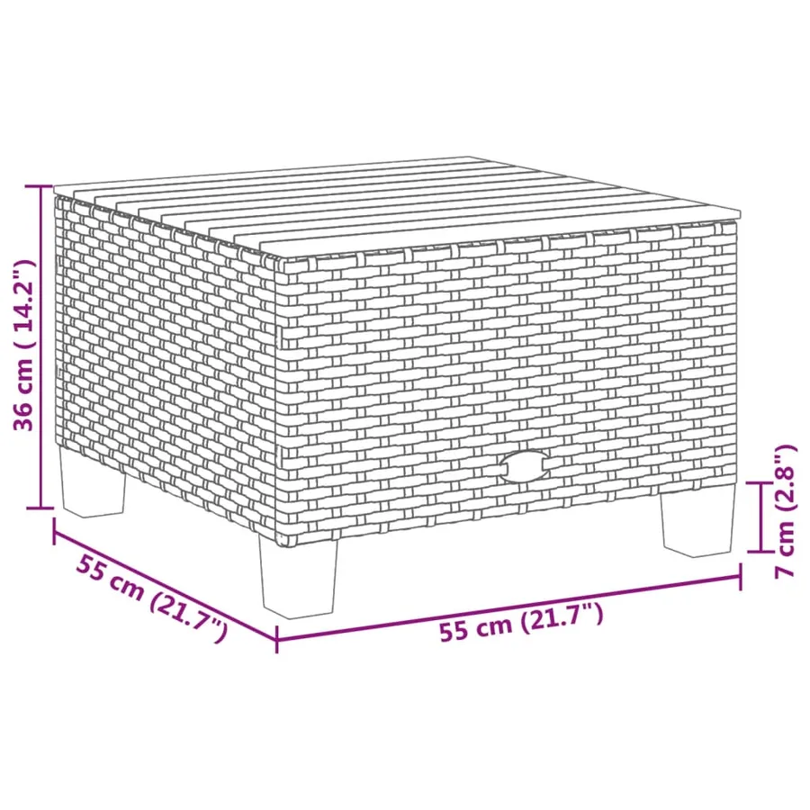 Salon de jardin 7 pcs avec coussins noir résine tressée 63,5 x 63,5 x 62 cm - 64,2 kg - 11