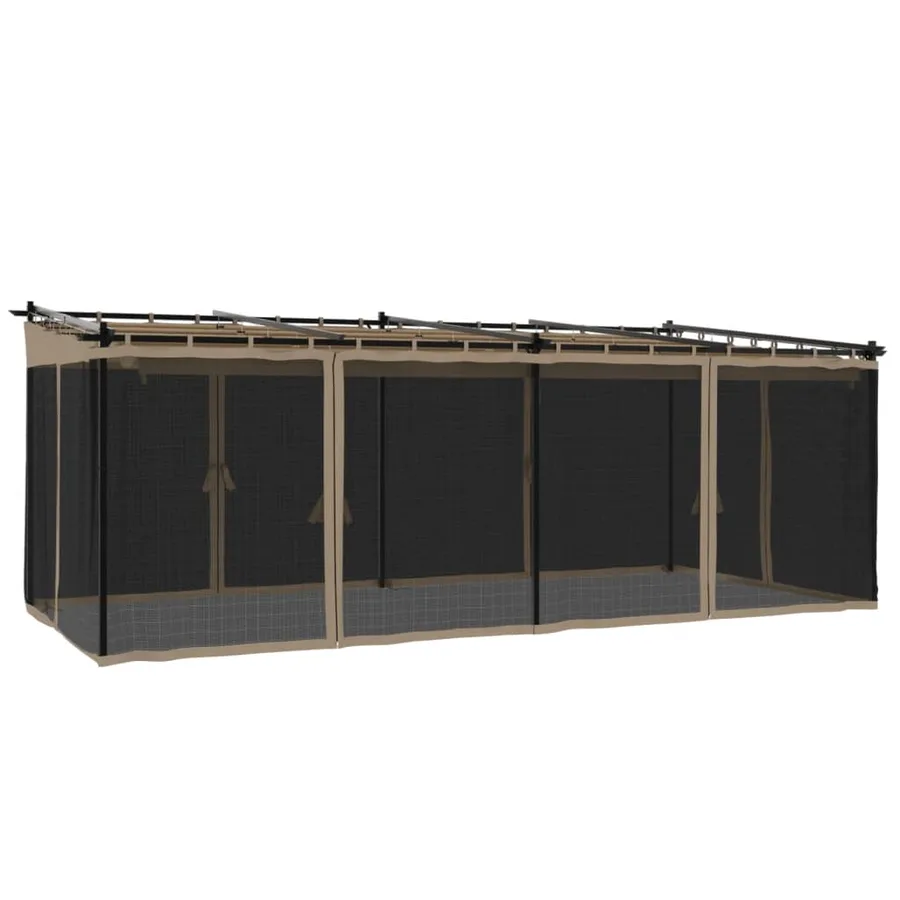 Tonnelle avec parois en filet taupe 6x3 m acier - 2