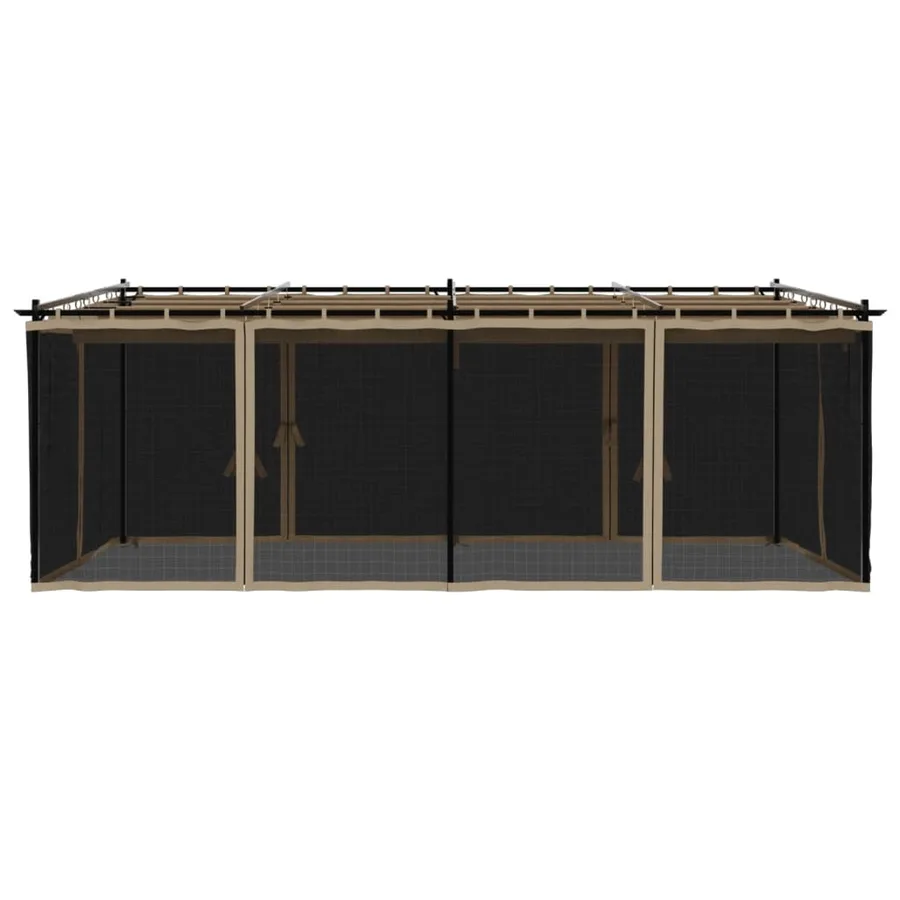 Tonnelle avec parois en filet taupe 6x3 m acier - 4