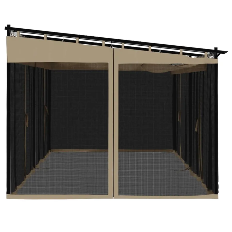 Tonnelle avec parois en filet taupe 6x3 m acier - 5