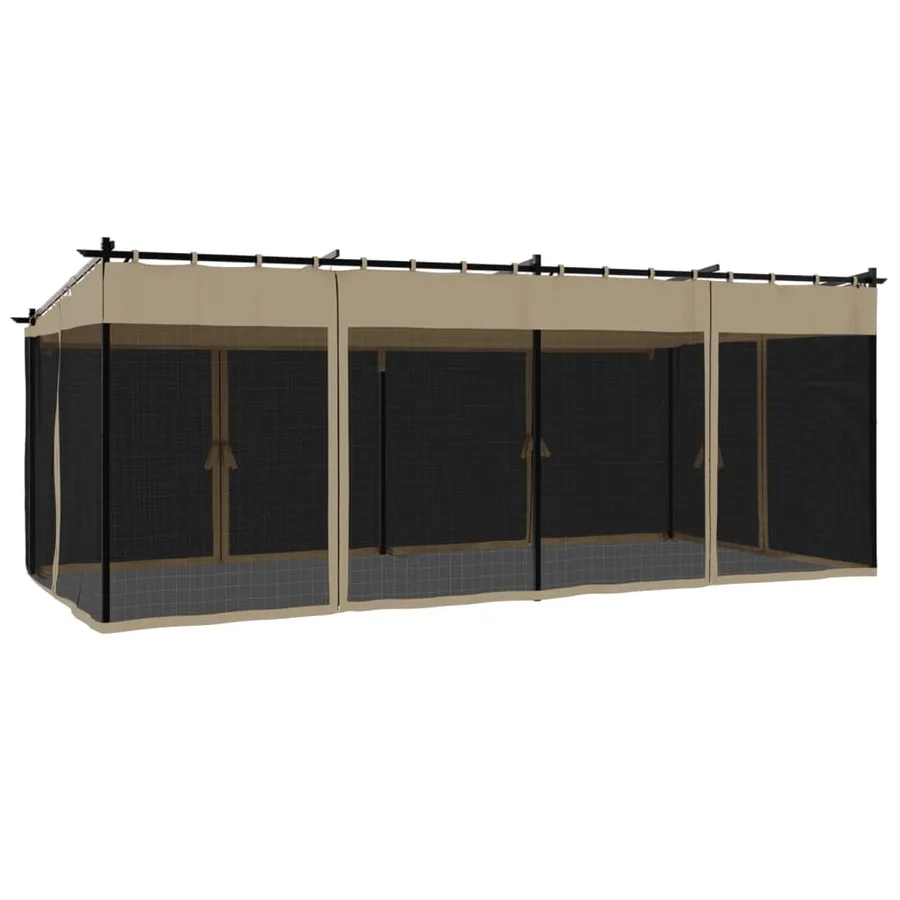 Tonnelle avec parois en filet taupe 6x3 m acier - 6