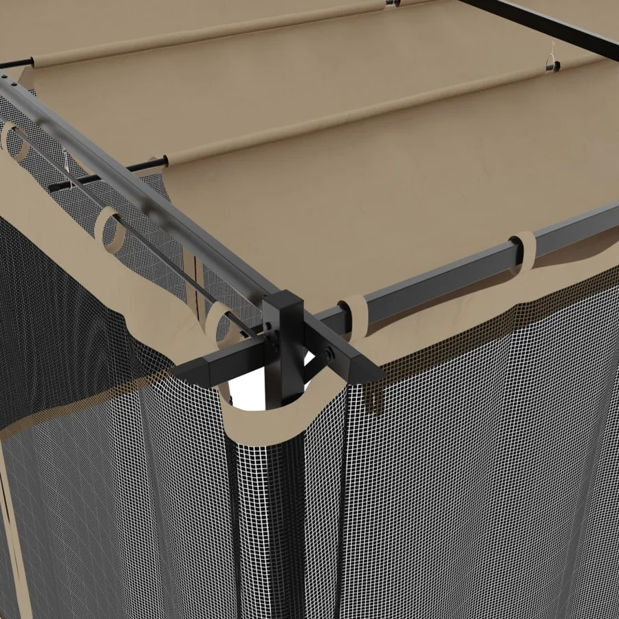 Tonnelle avec parois en filet taupe 6x3 m acier - 7
