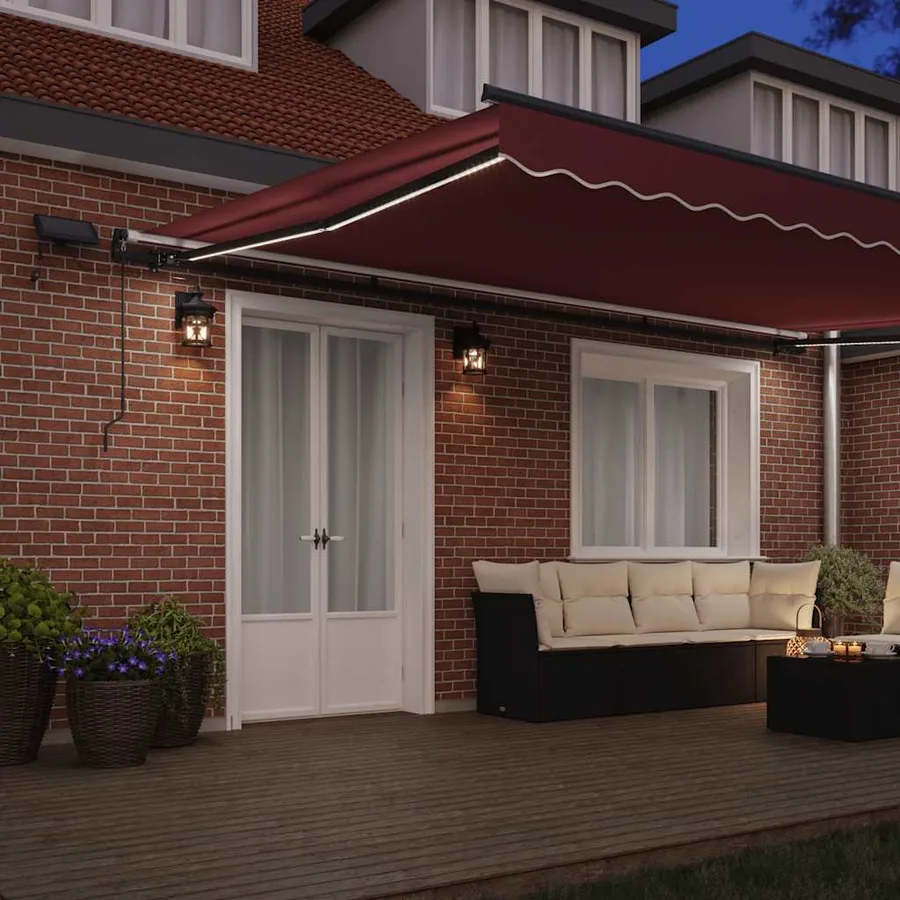 Auvent manuel rétractable avec LED bordeaux 500x300 cm - 3