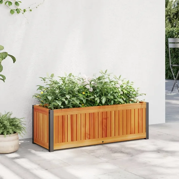 Jardinière 80x30x27,5 cm bois massif d'acacia et acier
